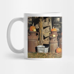 Halloween Pumpkin's on Milk Can's in Kansas out in the country. Mug